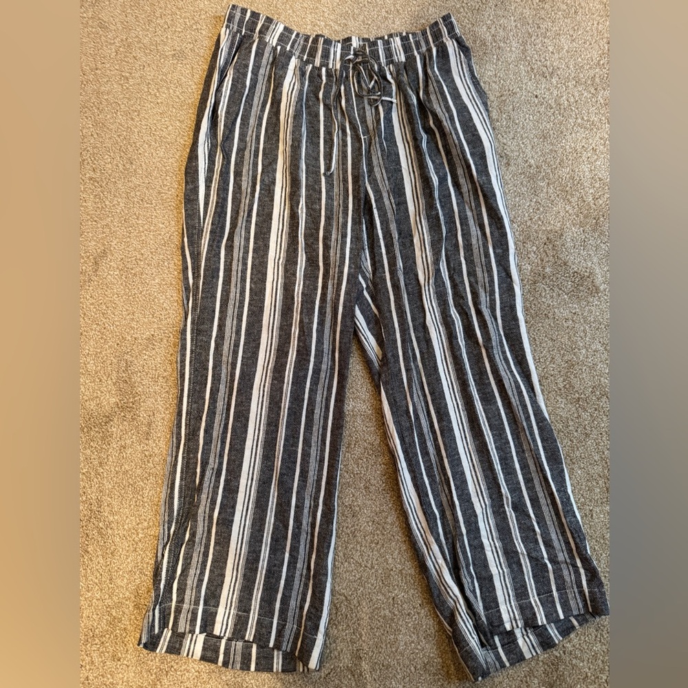 Striped Black and White Linen Pants